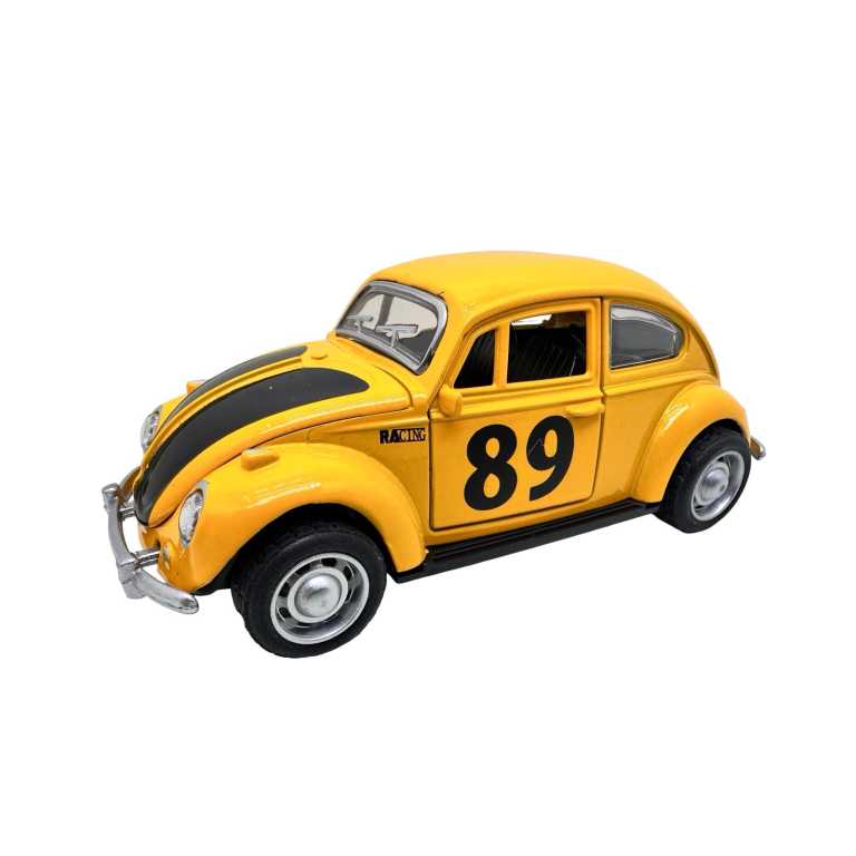 Macheta Volkswagen Beetle Classic galbena 1:32 stil retro de colectie lumini si sunete