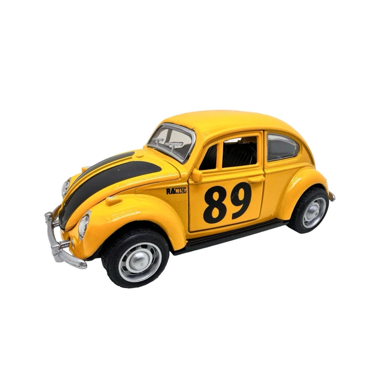 Macheta Volkswagen Beetle Classic galbena 1:32 stil retro de colectie lumini si sunete