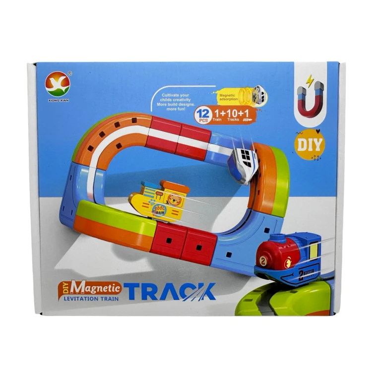 Tren electric magnetic cu sina modulara jucarie interactiva lumini si incarcare USB