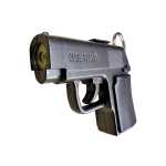 Pistol de jucarie din plastic 7 cm cu lanterna si laser breloc multifunctional cu baterii - imagine 3