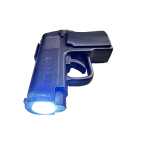 Pistol de jucarie din plastic 7 cm cu lanterna si laser breloc multifunctional cu baterii - imagine 4
