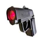 Pistol de jucarie din plastic 7 cm cu lanterna si laser breloc multifunctional cu baterii - imagine 5