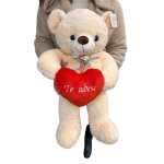 Ursulet crem 60cm cu inimioara Te iubesc – plus moale cadou romantic