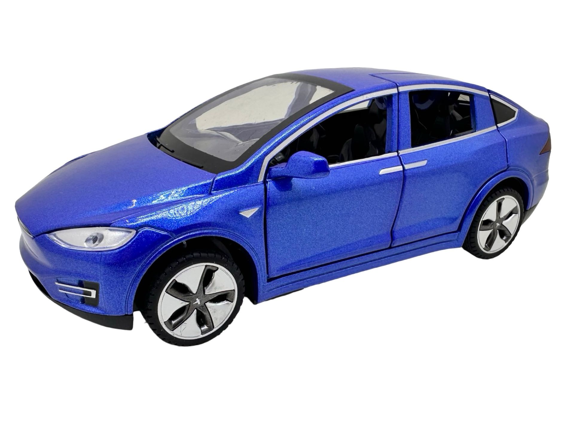 WhatsApp Image 2026-02-09 at 19.27.30 Macheta Tesla Model X albastra 1:32 replica metal die-cast usi si capota functionale