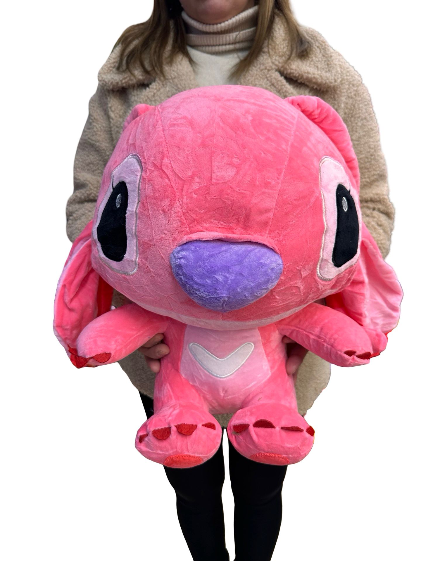WhatsApp Image 2026-02-18 at 20.19.05 Plus Stitch Roz Angel 43 cm jucarie de plus moale