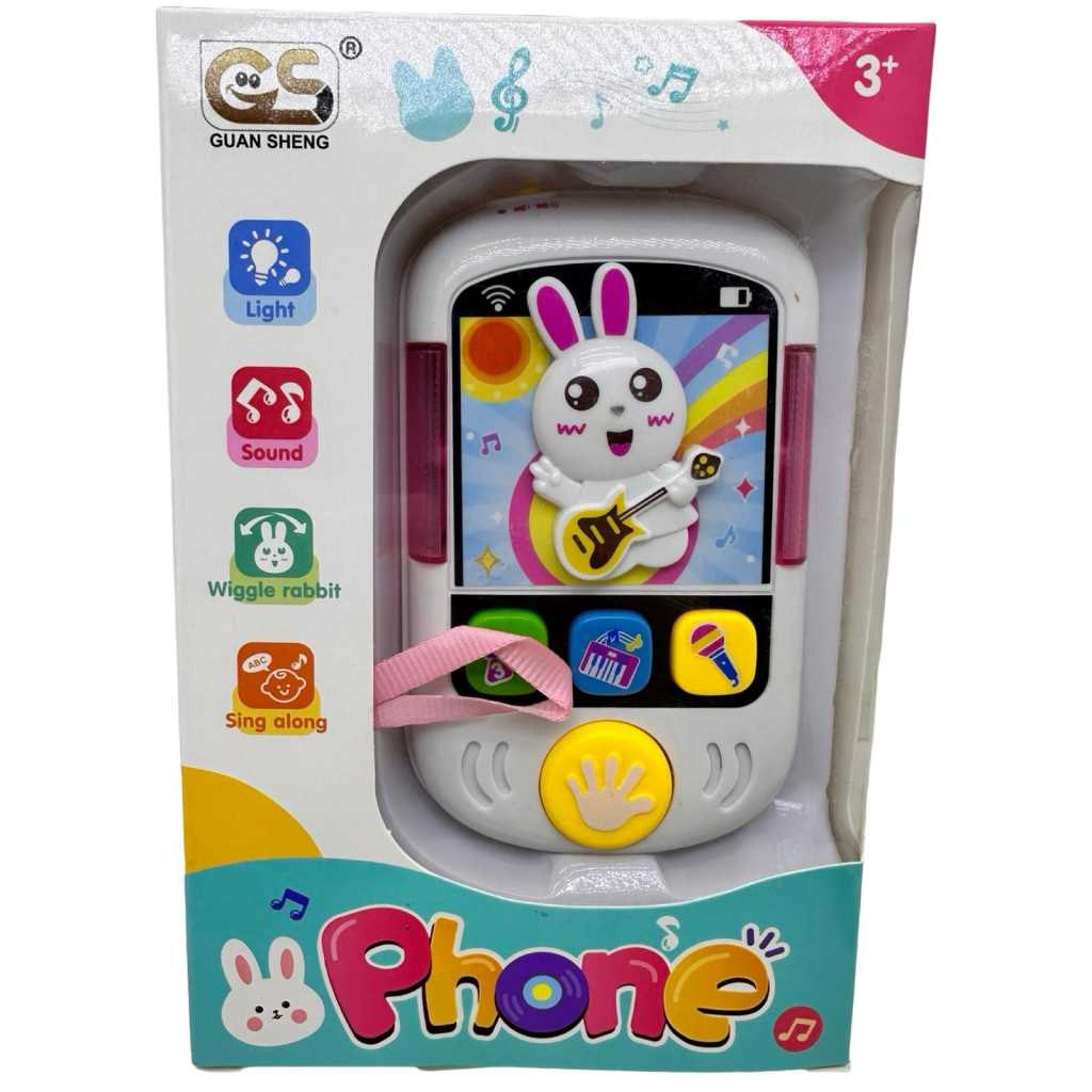 Telefon interactiv copii Iepuras cu muzica si lumini jucarie educativa cu functie de inregistrare redare