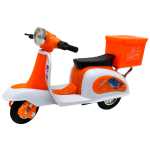 Macheta Scuter Motocross orange Off Road 1:18 replica metal cu suspensii si cutie transport spate