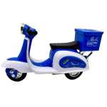 Macheta Scuter Motocross albastru Off Road 1:18 replica metal cu suspensii si cutie transport spate