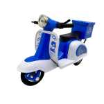 Macheta Scuter Motocross albastru Off Road 1:18 replica metal cu suspensii si cutie transport spate - imagine 4