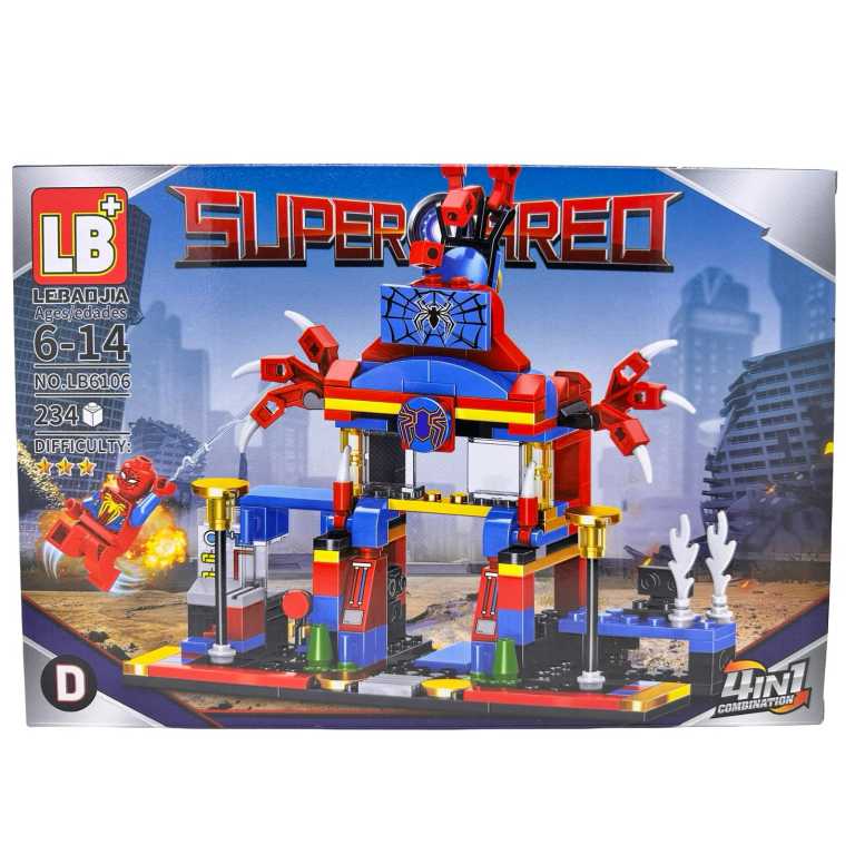 Set Constructie Super Hero Baza Robot Spider 4 in 1 234 piese compatibil blocuri LB6106D