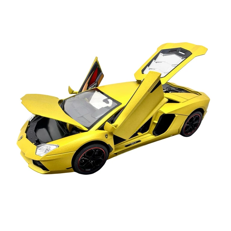 Macheta Lamborghini Aventador auriu 1:18 replica metal lumini si sunete usi capota si portbagaj deschise