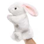 Marioneta Iepure alb 24 cm jucarie plus teatru de papusi pentru copii - imagine 2