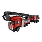 Set camion pompieri cu macara si remorca autospeciala pompieri 1:64 replica metal scara extensibila - imagine 3