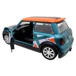 Macheta Mini Cooper Racing verde 1:32 replica metal lumini si sunete usi deschise - imagine 5