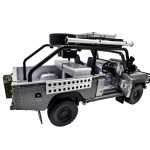 Macheta Land Rover Defender gri off road 1:24 replica metal lumini si sunete usi capota deschise - imagine 5