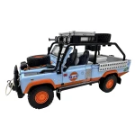 Macheta Land Rover Defender albastru off road 1:24 replica metal lumini si sunete usi capota deschise