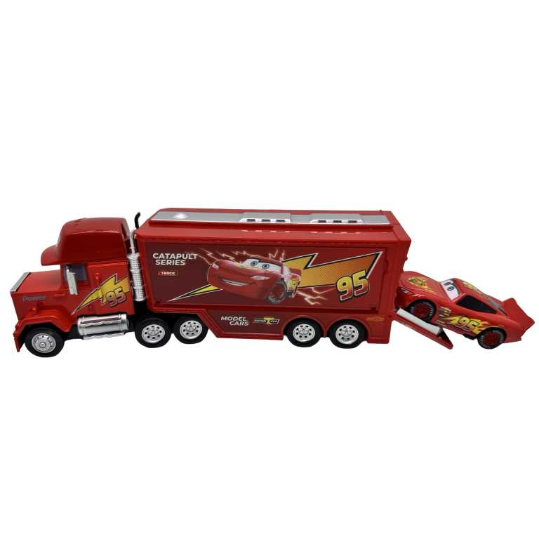 Camion transport Mac Lightning McQueen 1:36 set camion cu remorca si masina lansator