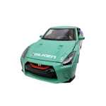 Macheta Nissan GT-R R35 verde albastru Falken 1:32 replica metal lumini si sunete usi capota si portbagaj deschise - imagine 7