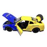 Macheta Nissan GT-R R35 galben albastru Falken 1:32 replica metal lumini si sunete usi capota si portbagaj deschise - imagine 4