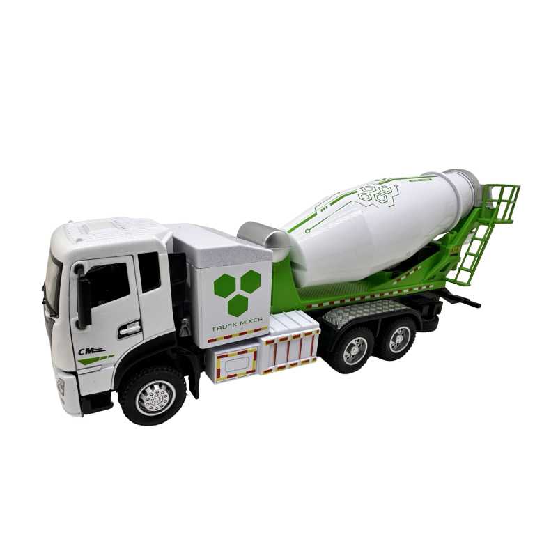 Macheta camion betoniera 1:32 replica metal lumini si sunete tambur rotativ cu acumulator
