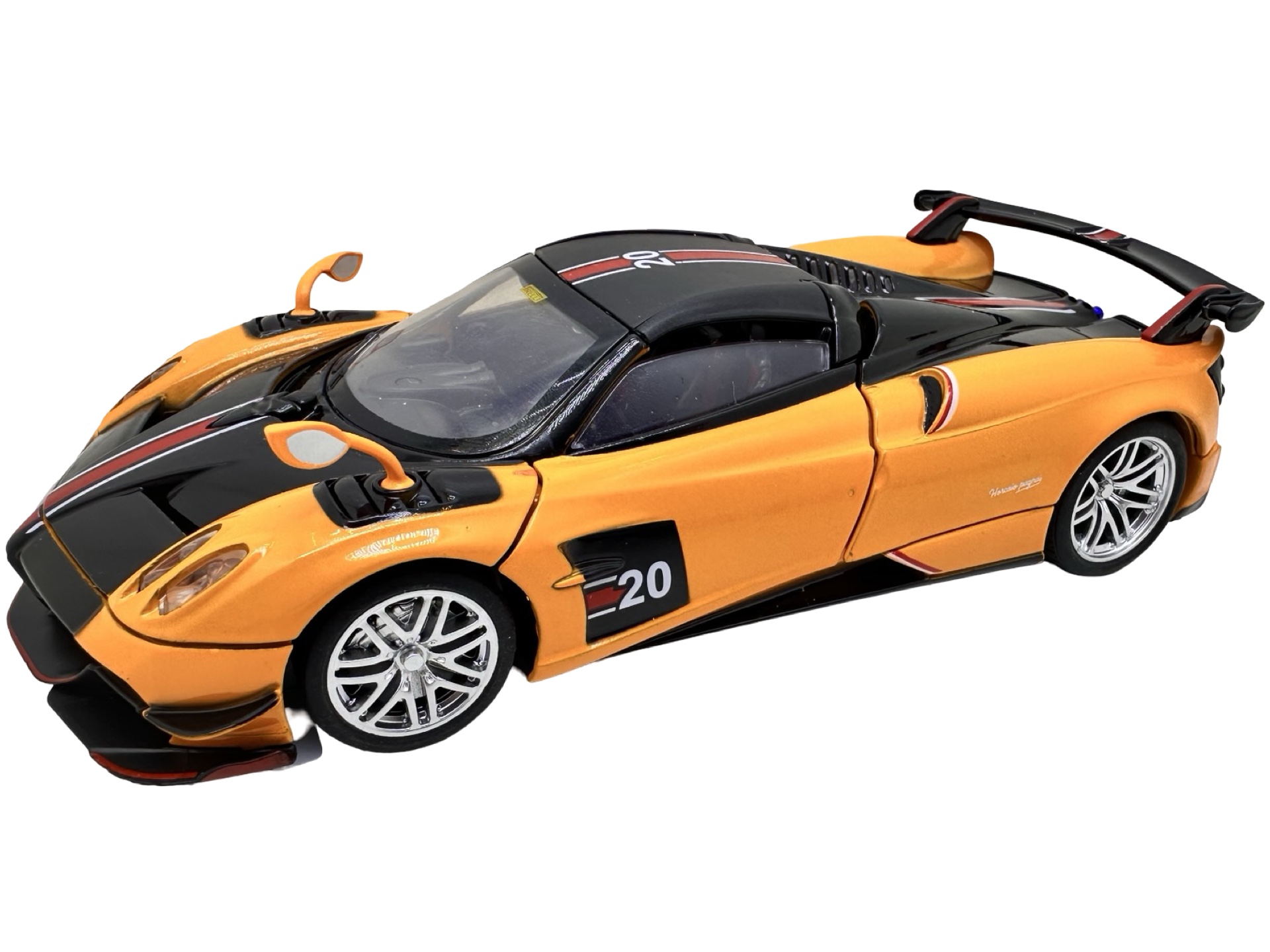 285 Macheta Pagani Huayra orange BC 1:32 replica metal lumini si sunete usi capota si portbagaj deschise