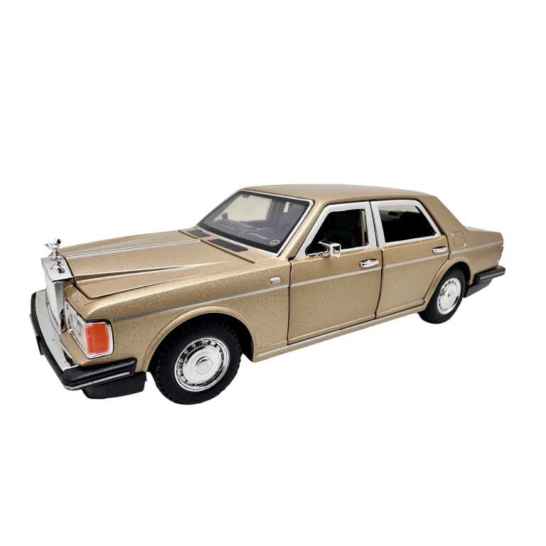 Macheta Rolls Royce Silver Spur auriu 1994 1:32 replica metal usi capota si portbagaj deschise lumini si sunet