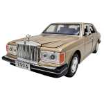 Macheta Rolls Royce Silver Spur auriu 1994 1:32 replica metal usi capota si portbagaj deschise lumini si sunet - imagine 15