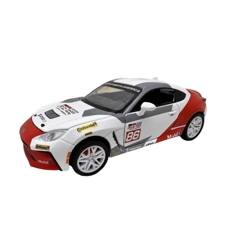 Macheta Toyota 86 alba 1:32 replica metal lumini si sunete usi capota portbagaj deschise