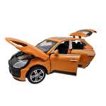 Macheta Porsche Macan Turbo portocaliu 1:32 replica metal lumini si sunete usi capota si portbagaj deschise