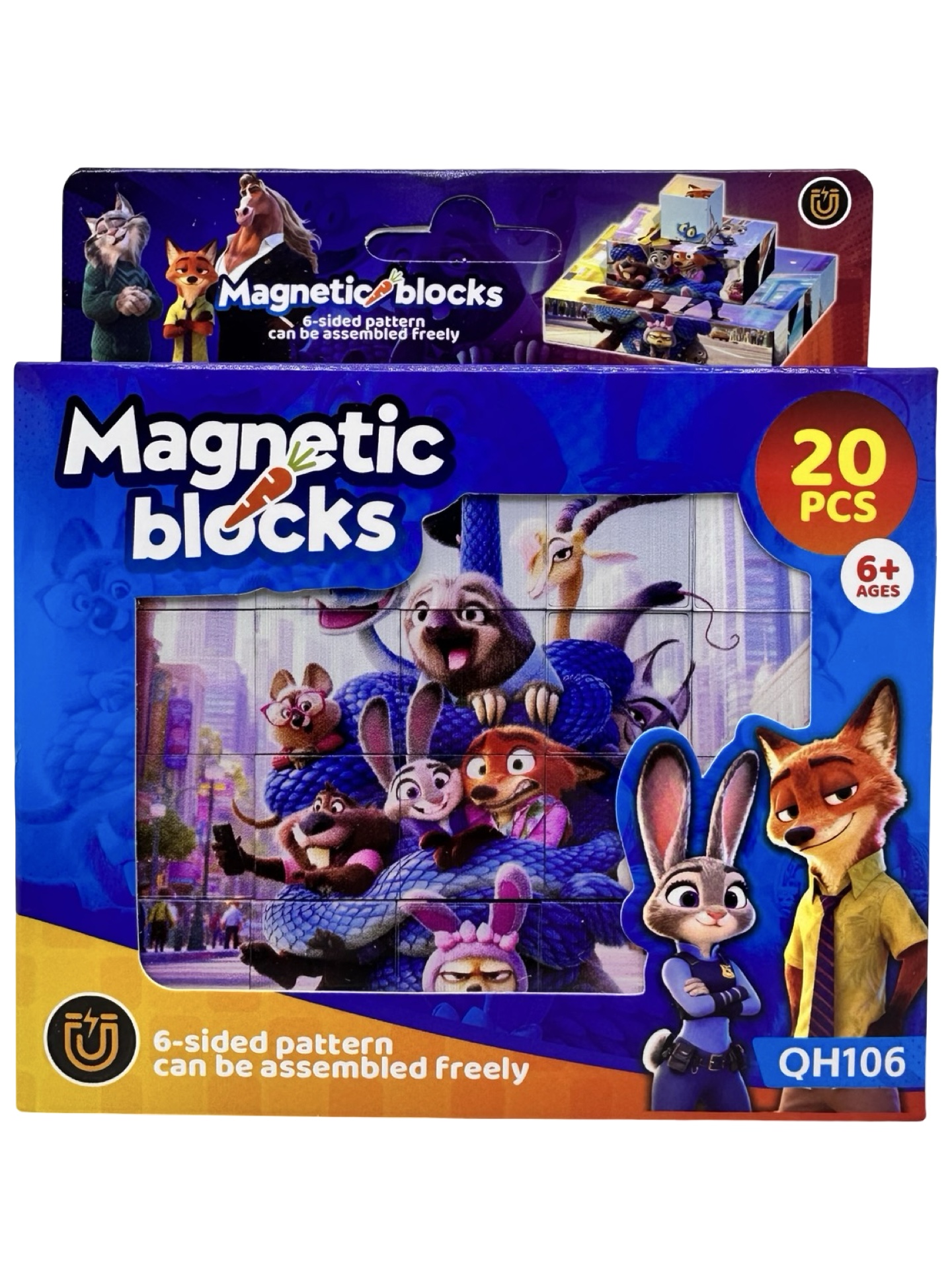 450 Puzzle magnetic Zootopia 20 piese cuburi magnetice imagine 6 fete pentru copii