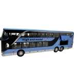 Macheta metal Autobuz Setra albastru etajat 1:32 model autocar turistic cu usi si compartimente deschise sunet si lumini - imagine 8