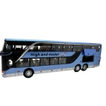 Macheta metal Autobuz Setra albastru etajat 1:32 model autocar turistic cu usi si compartimente deschise sunet si lumini - imagine 8