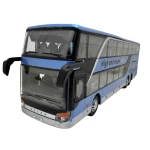 Macheta metal Autobuz Setra albastru etajat 1:32 model autocar turistic cu usi si compartimente deschise sunet si lumini