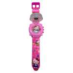 Ceas copii electronic model Hello Kitty roz curea reglabila capac rotitor
