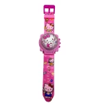 Ceas copii electronic model Hello Kitty roz curea reglabila capac rotitor