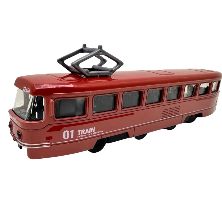 Macheta tramvai maro metal jucarie die-cast 20 cm usi deschise