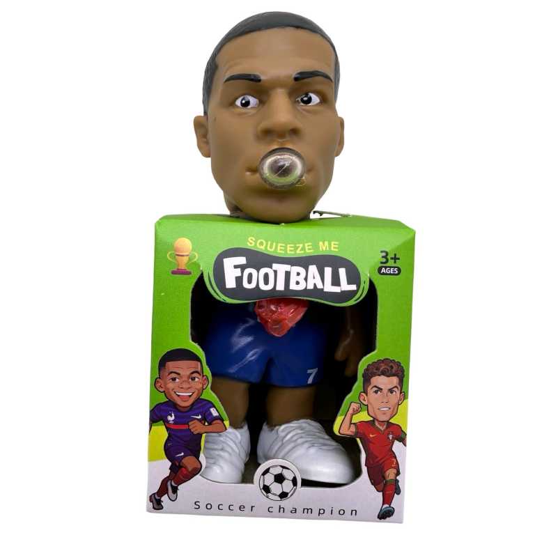 Figurina fotbalist Mbappe antistres cu bula de mestecat Football squeeze jucarie haioasa