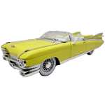 Macheta Cadillac Eldorado Cabrio galben 1:24 replica metal lumini si sunete usi capota portbagaj deschise - imagine 3