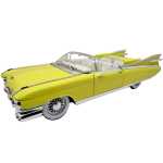 Macheta Cadillac Eldorado Cabrio galben 1:24 replica metal lumini si sunete usi capota portbagaj deschise
