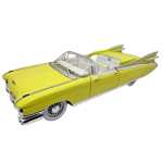 Macheta Cadillac Eldorado Cabrio galben 1:24 replica metal lumini si sunete usi capota portbagaj deschise - imagine 6