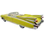 Macheta Cadillac Eldorado Cabrio galben 1:24 replica metal lumini si sunete usi capota portbagaj deschise - imagine 11