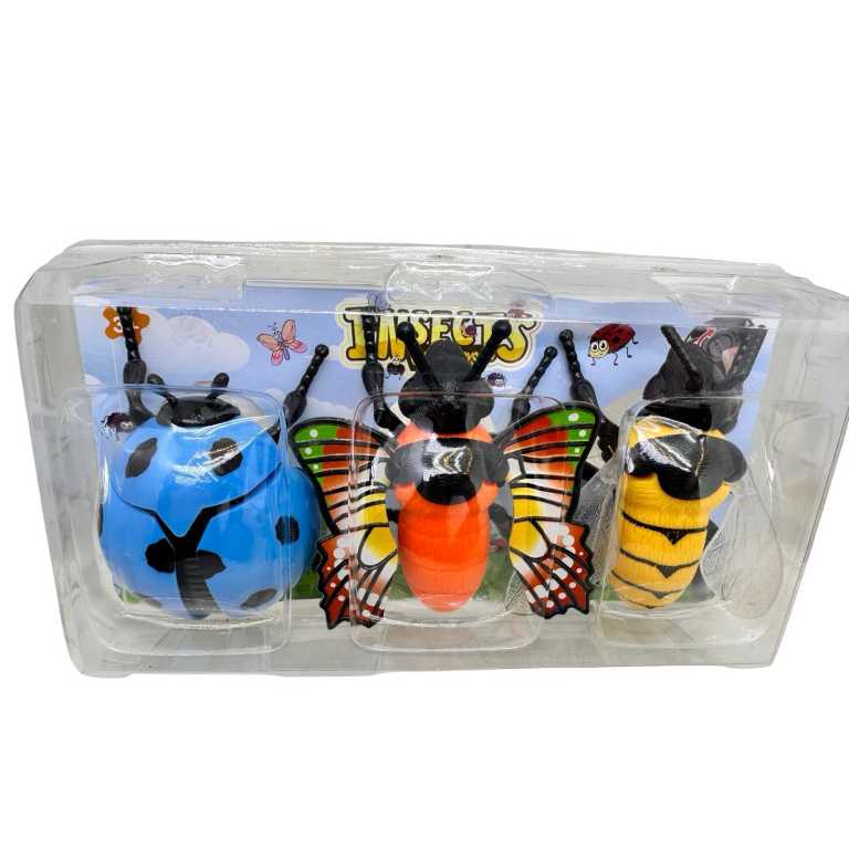 Set 3 insecte mecanice cu cheita jucarie copii insecte din plastic care merg
