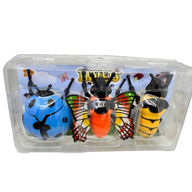 Set 3 insecte mecanice cu cheita jucarie copii insecte din plastic care merg