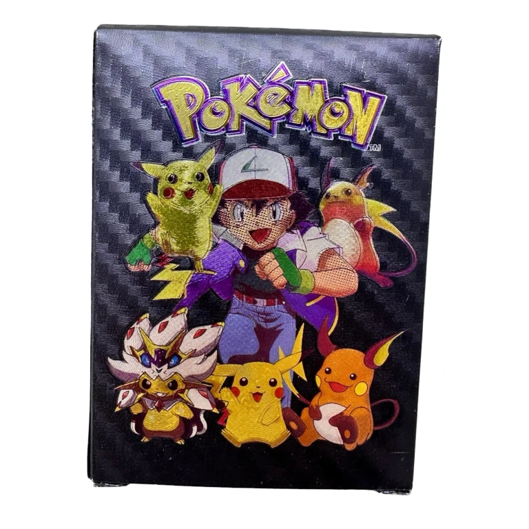 Set carti Pokemon joc de carti colectibile negre cu personaje Pikachu si Ash copii 3 ani+