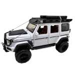 Macheta Mercedes G class alb 4x4 scara 1:32 off road usi capota deschise sunete si lumini