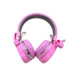 Casti wireless roz Bluetooth cu urechi iepuras lumini LED microfon si MP3 - imagine 7