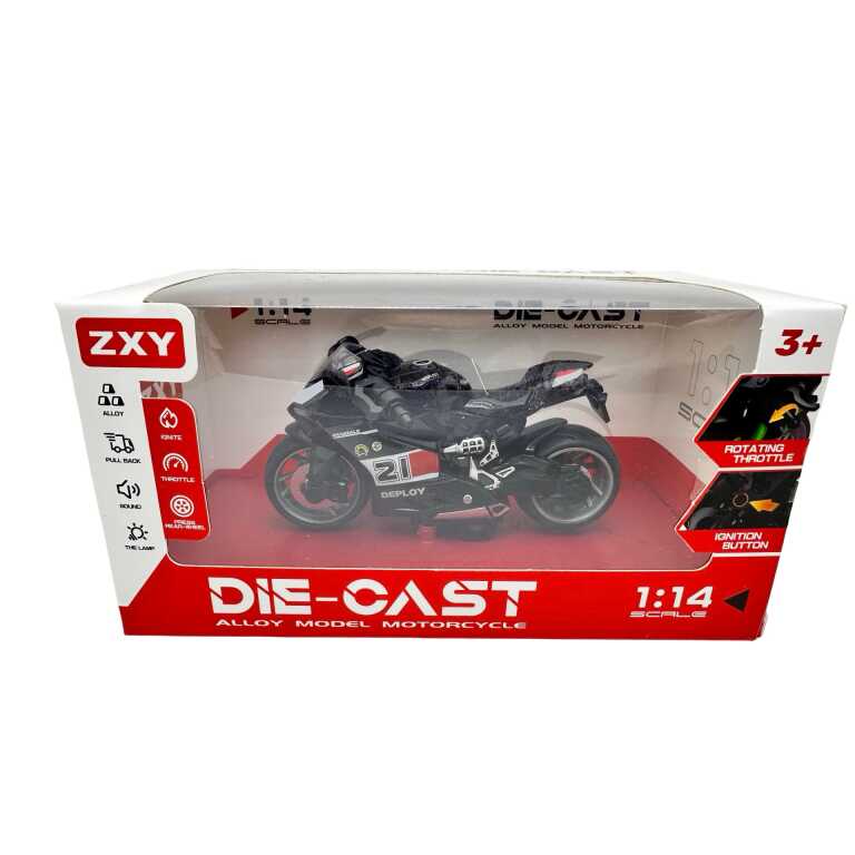 Macheta motocicleta sport scara 1:14 replica metal lumini si sunete pull back