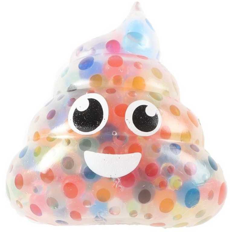 Jucarie antistres Squishy Bead Ball in forma de emoticon Poo cu bile colorate orbeez