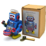 Robotel Tobosar din Metal Jucarie Mecanica cu Cheita Stil Retro Sci-Fi Vintage - imagine 6