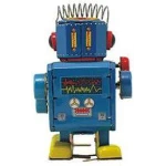 Robotel Tobosar din Metal Jucarie Mecanica cu Cheita Stil Retro Sci-Fi Vintage - imagine 3